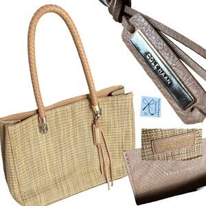 Cole Haan Braided Double Handle Woven Resortwear Tote Purse